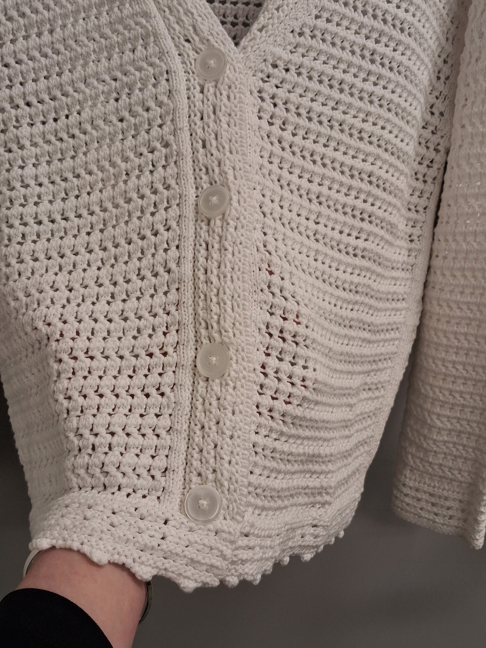 NWT Talbots White Crochet V-Neck Cardigan Sweater LG P - Picture 5 of 7